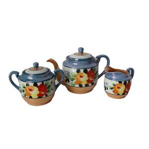 Vintage Luster Ware Teapot Creamer & Sugar With Lid Lusterware